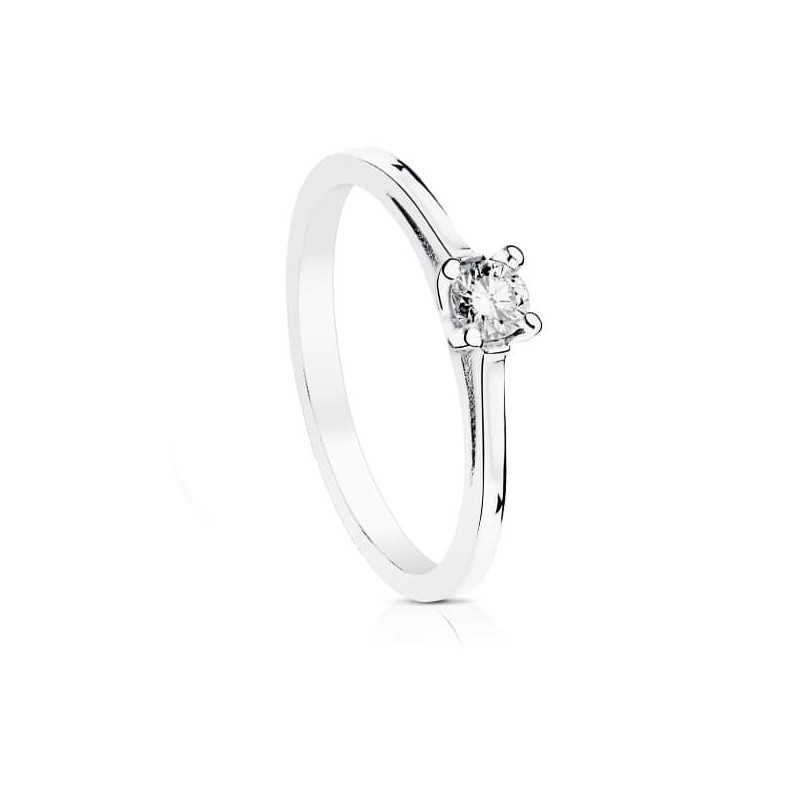 Bague solitaire femme, Or blanc et diamant de 0,15 cts - Anya