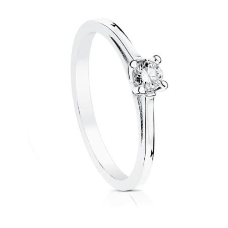 Bague solitaire femme, Or blanc et diamant de 0,15 cts - Anya