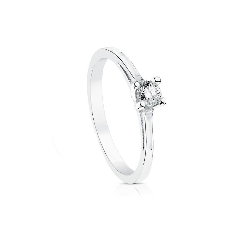 Bague solitaire femme, Or blanc et diamant de 0,20 cts - Anya