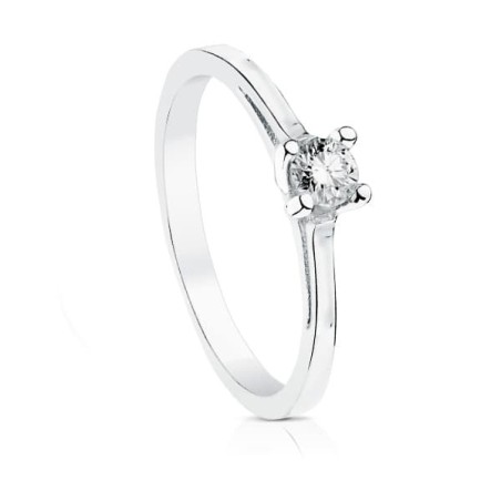 Bague solitaire femme, Or blanc et diamant de 0,20 cts - Anya
