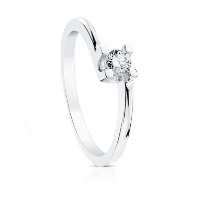 Bague solitaire femme, Or blanc et diamant 0.20 carats - Taygète