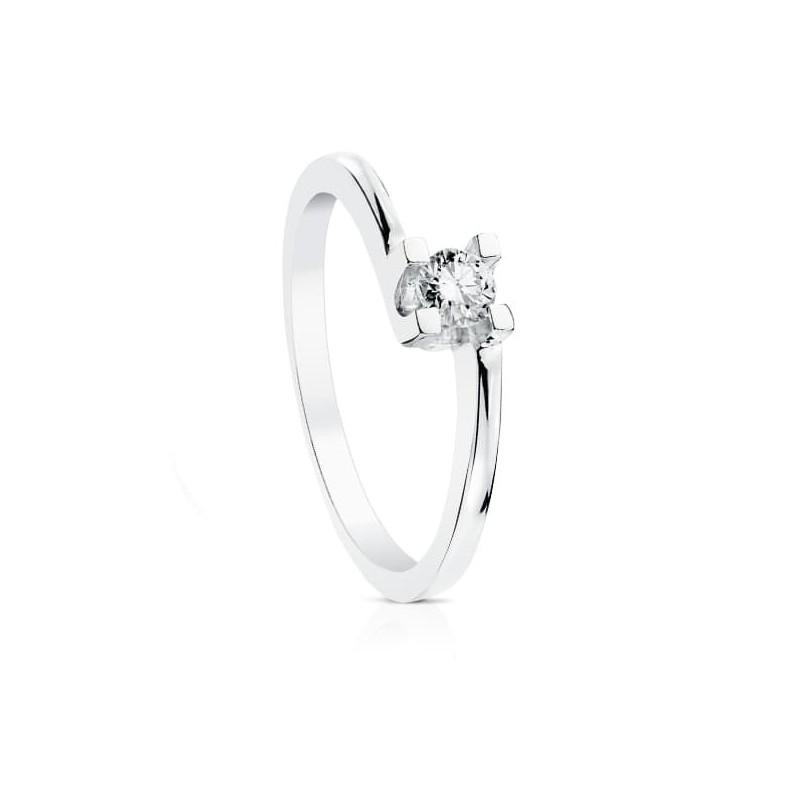 Bague solitaire femme, Or blanc et diamant 0.20 carats - Taygète