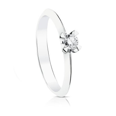 Bague solitaire femme, Or blanc et diamant de 0,15 cts - Mérope