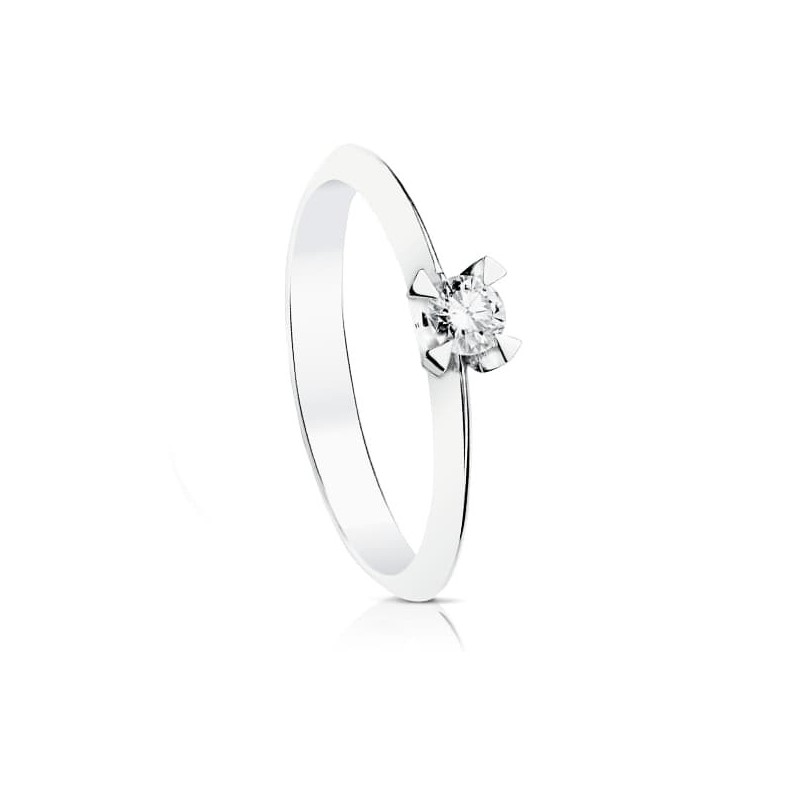 Bague solitaire femme, Or blanc et diamant de 0,15 cts - Mérope