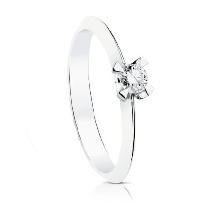 Bague solitaire femme, Or blanc et diamant de 0,15 cts - Mérope