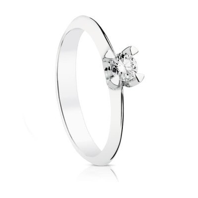 Bague solitaire femme, Or blanc et diamant de 0,20 cts - Mérope