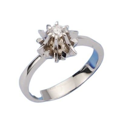 Bague solitaire femme, Or blanc et diamant de 0,10 cts - Manella