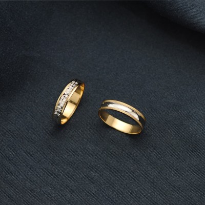 Alliance de mariage, homme / femme, Or bicolore 18 carats - Sixty