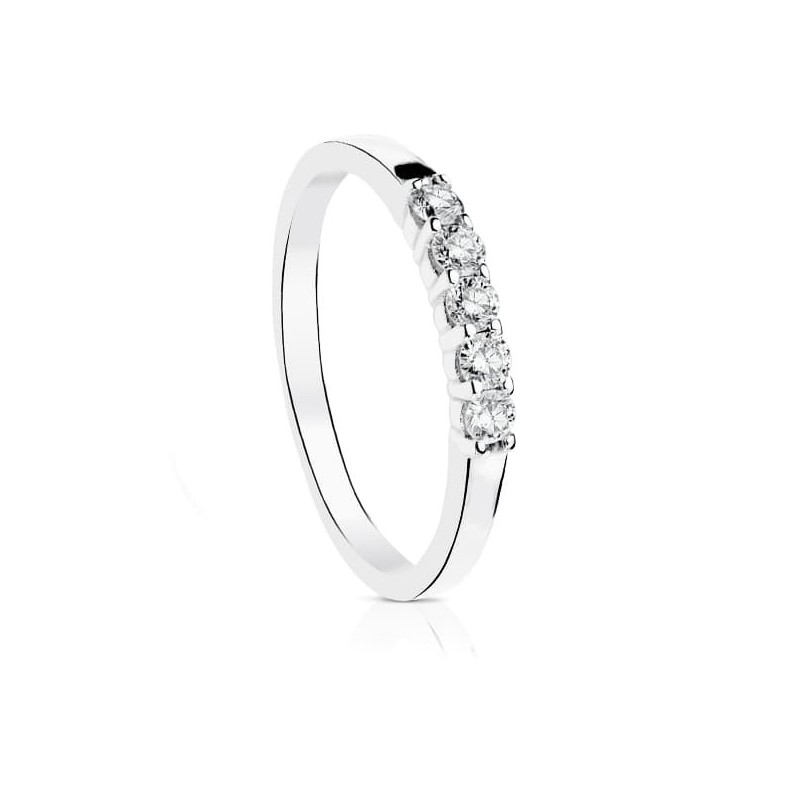 Alliance de mariage or blanc et 5 diamants pour femme - Symbiose
