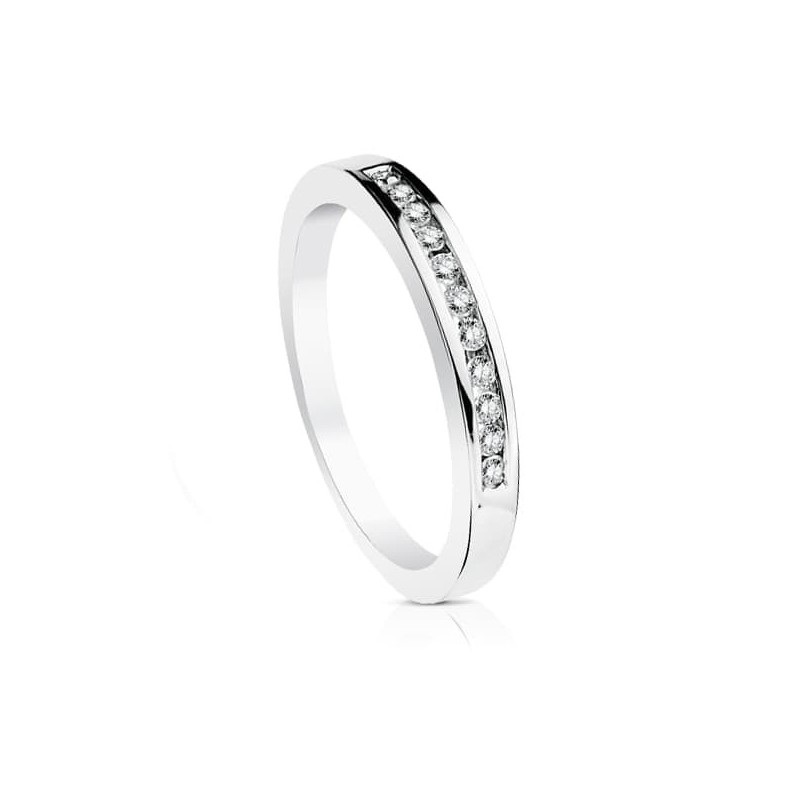 Alliance or blanc pour femme avec 11 diamants 0