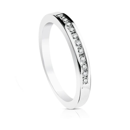 Alliance or blanc pour femme avec 11 diamants 0