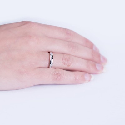 Alliance or blanc pour femme, avec 11 diamants 0,115 carats - Sublime