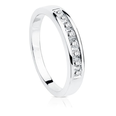 Alliance or blanc pour femme avec 8 diamants 0