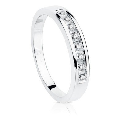 Alliance 8 diamants et or blanc pour femme