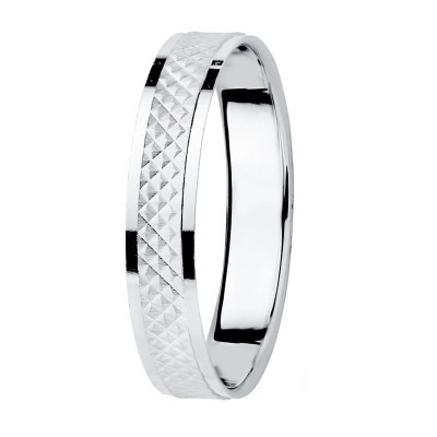 Alliance de mariage homme et femme Or blanc 18 carats motif diamanté - Essali
