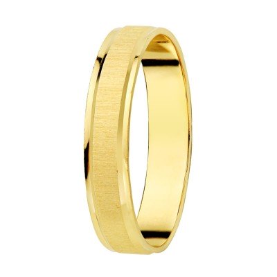 Alliance de mariage homme et femme Or jaune 18 carats motif brossé - Eureka