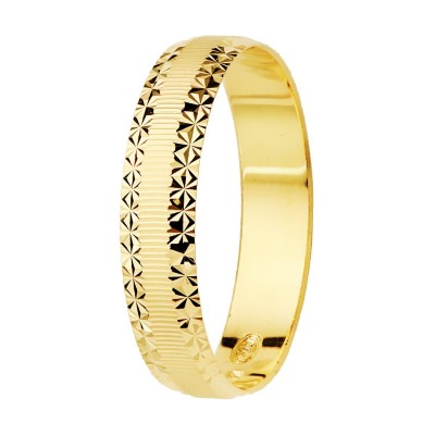 Alliance de mariage homme et femme Or jaune 18 carats mat / diamanté - Mycena