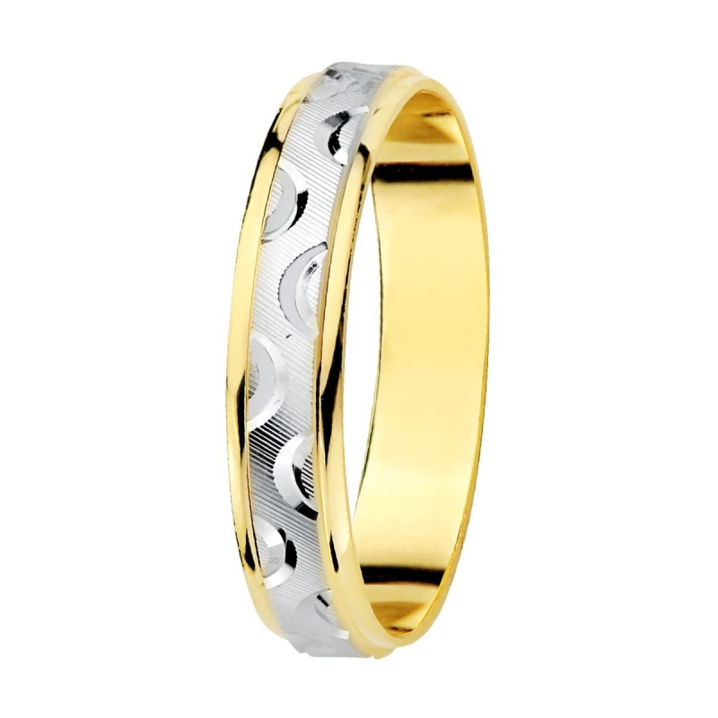 Alliance de mariage homme et femme Or bicolore 18 carats - Venise