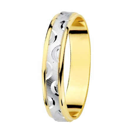 Alliance de mariage homme et femme Or bicolore 18 carats - Venise