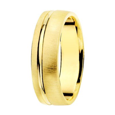 Alliance de mariage homme et femme Or jaune 18 carats mat/brillant - Elégance
