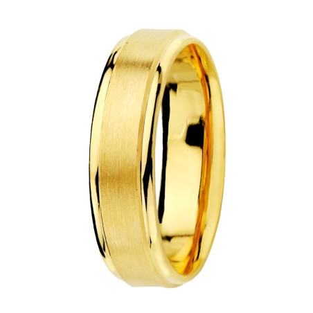 Alliance de mariage homme et femme Or jaune 18 carats brillant/mat - Swing