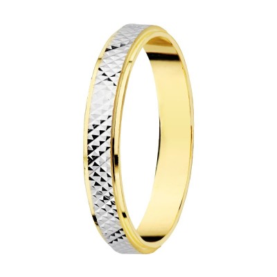 Alliance de mariage homme et femme Or bicolore motif diamanté - Capri