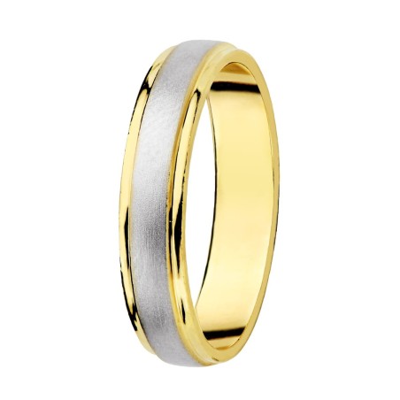 Alliance de mariage homme et femme Or bicolore brillant / mat - Roma