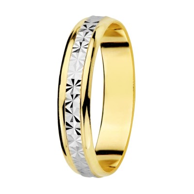 Alliance de mariage homme et femme Or bicolore diamanté - Barcelone