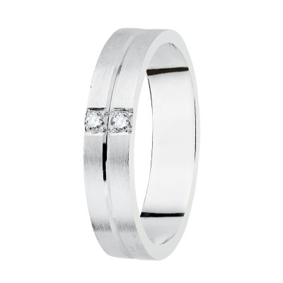Alliance de mariage homme et femme Or blanc et diamant 0