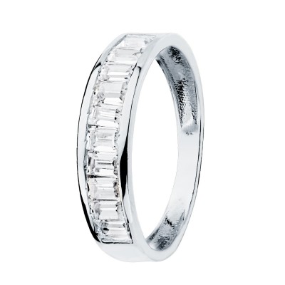 Alliance de mariage femme Or blanc 18 carats et zircon - Luminosa