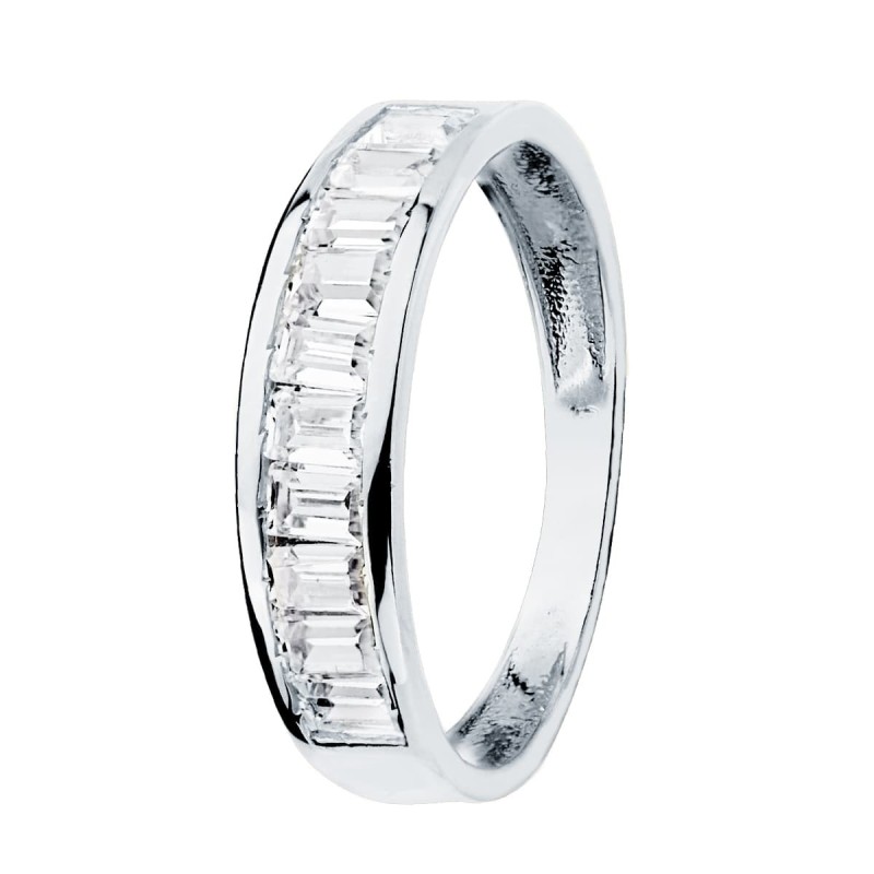 Alliance de mariage femme Or blanc 18 carats et zircon - Luminosa