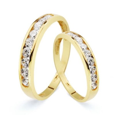 Alliance de mariage femme Or jaune 18 carats et zircon - Andalousie