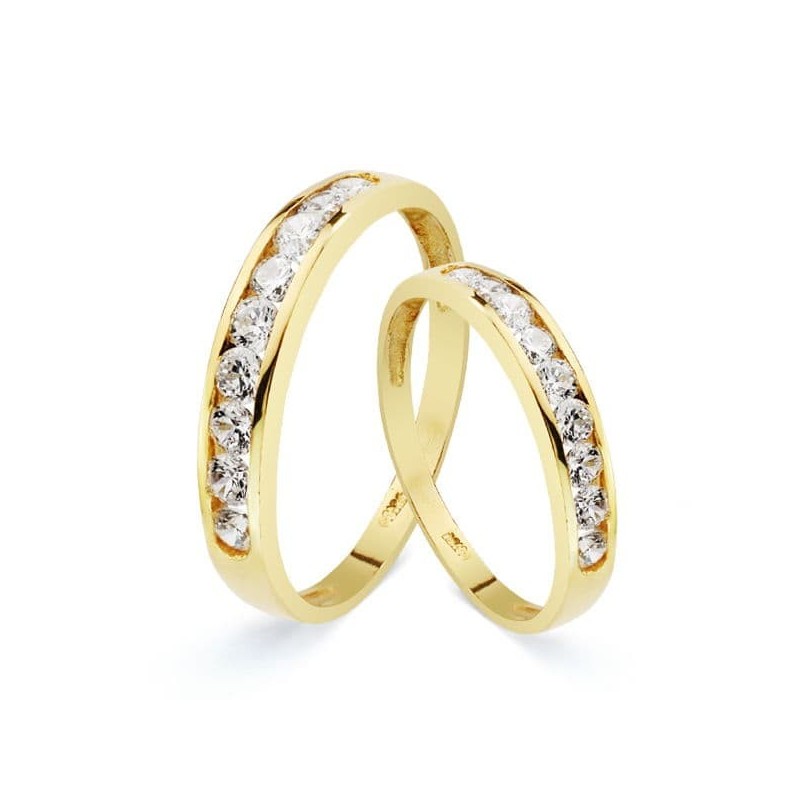 Alliance de mariage femme Or jaune 18 carats et zircon - Andalousie