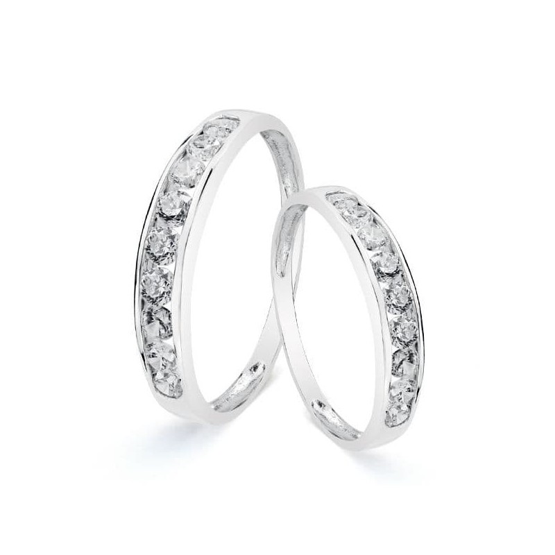 Alliance de mariage femme Or blanc 18 carats et zircon - Andalousie