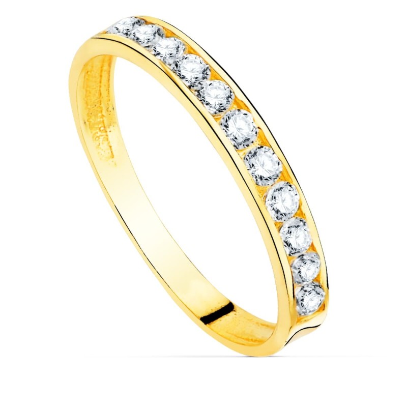 Alliance de mariage femme Or jaune 18 carats et zircon - Hawaï