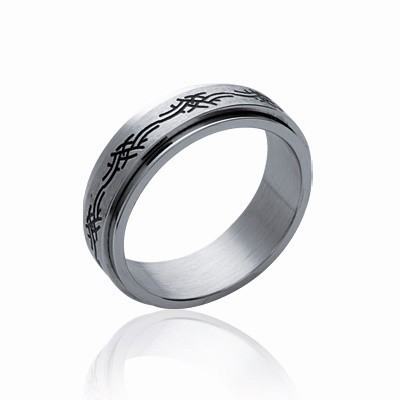 Bague acier 316L pour homme, motif ethnique - Sylvio