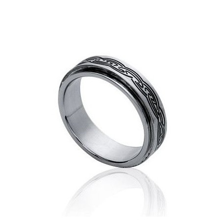 Anneau acier pour homme, gravé