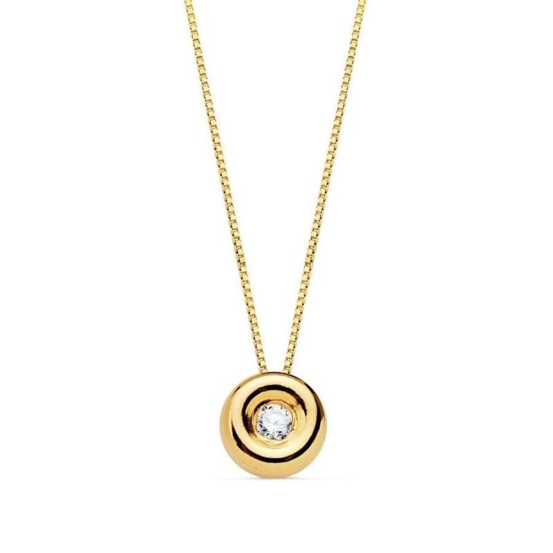 Collier diamant solitaire 0.015 cts pour femme, or jaune 18 carats