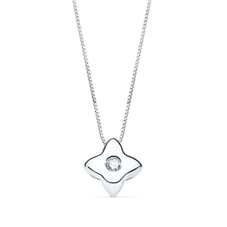 Collier diamant solitaire 0.015 carats pour femme, pendentif étoile en or blanc 18 carats