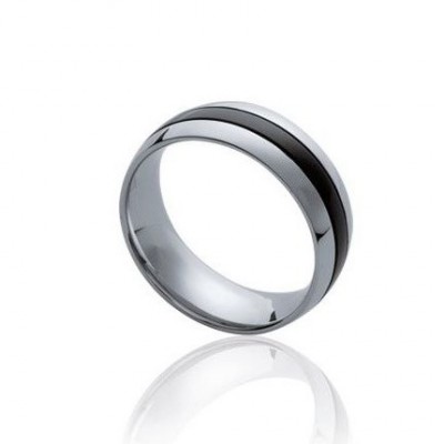 Bague bicolore pour homme, anneau en acier gris et noir - Salto
