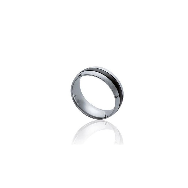 Bague bicolore pour homme, anneau en acier gris et noir - Salto