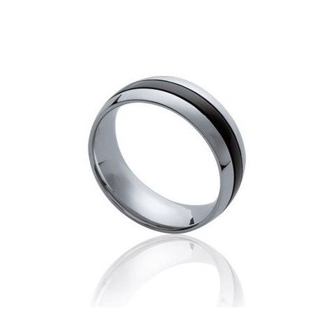 Bague bicolore pour homme, anneau en acier gris et noir - Salto