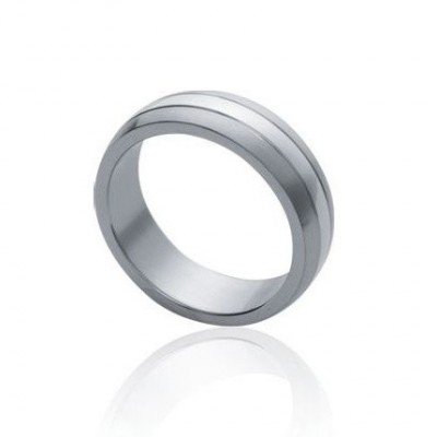 Bague pour homme, anneau en acier gris mat et brillant - Essato