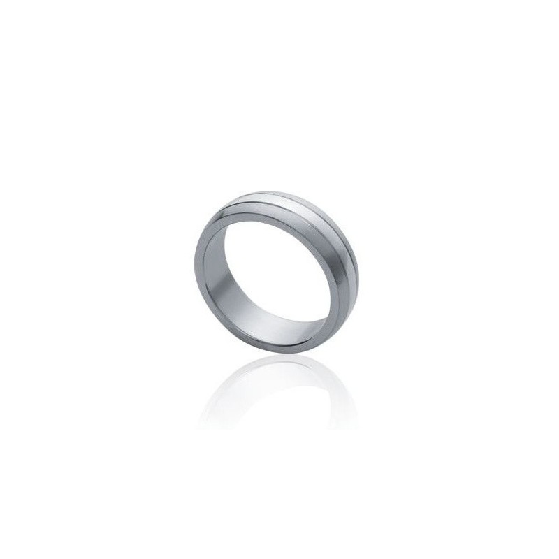 Bague pour homme, anneau en acier gris mat et brillant - Essato