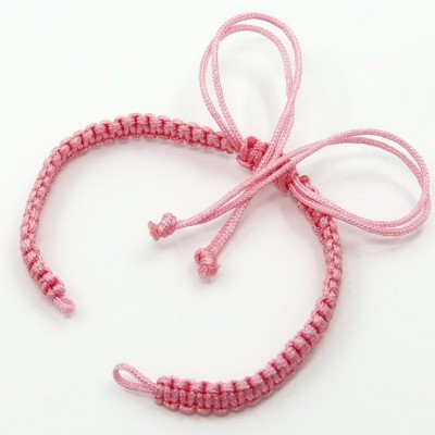 Bracelet Poisson argent, Cordon tressé, couleur rose