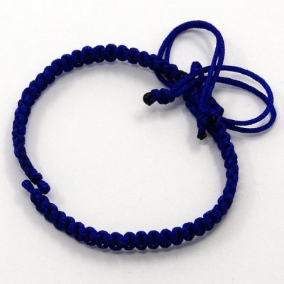 Bracelet Poisson argent, Cordon tressé, couleur bleu foncé
