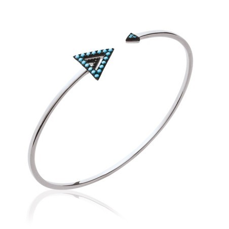Jonc argent et pierre turquoise pour femme - Triangle