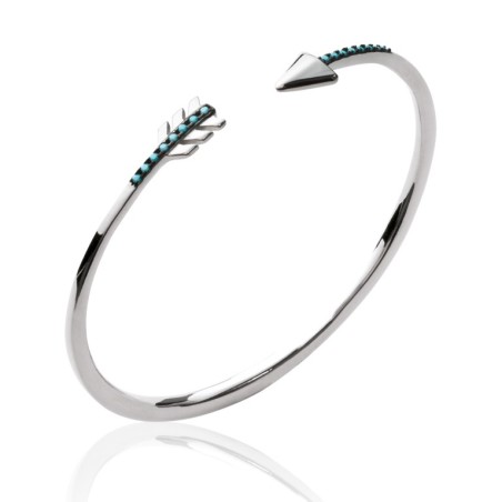 Jonc pierre bleu turquoise & argent pour femme - Flêche