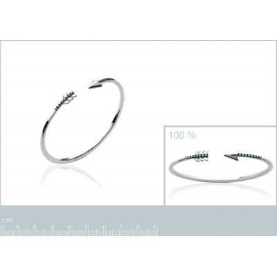 Jonc pierre bleu turquoise & argent pour femme - Flêche - Lyn&Or Bijoux