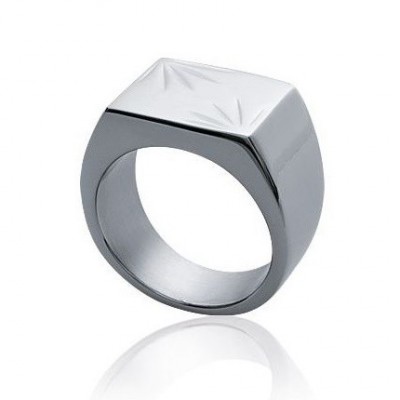 Bague chevalière en acier inoxydable - Ellasi